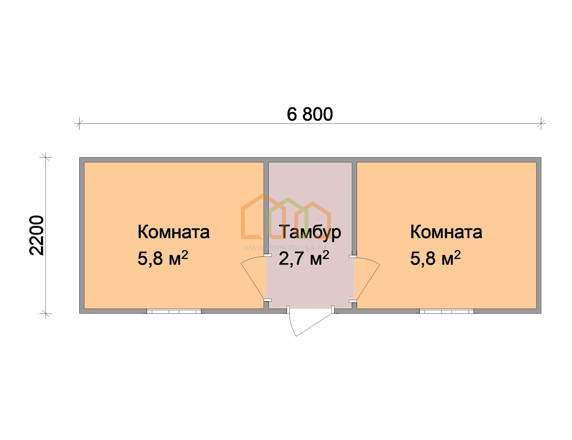 Дачная бытовка Тюльпан - 3 (С) 6.8x2.2 Площадь: 14.96 м² со сборкой на  участке под ключ в Москве и области