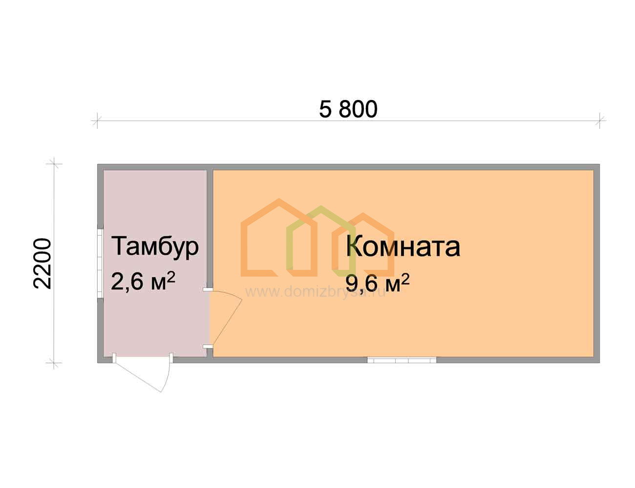 Дачная бытовка Василёк (С) 5.8x2.2 Площадь: 12.76 м² со сборкой на участке  под ключ в Москве и области