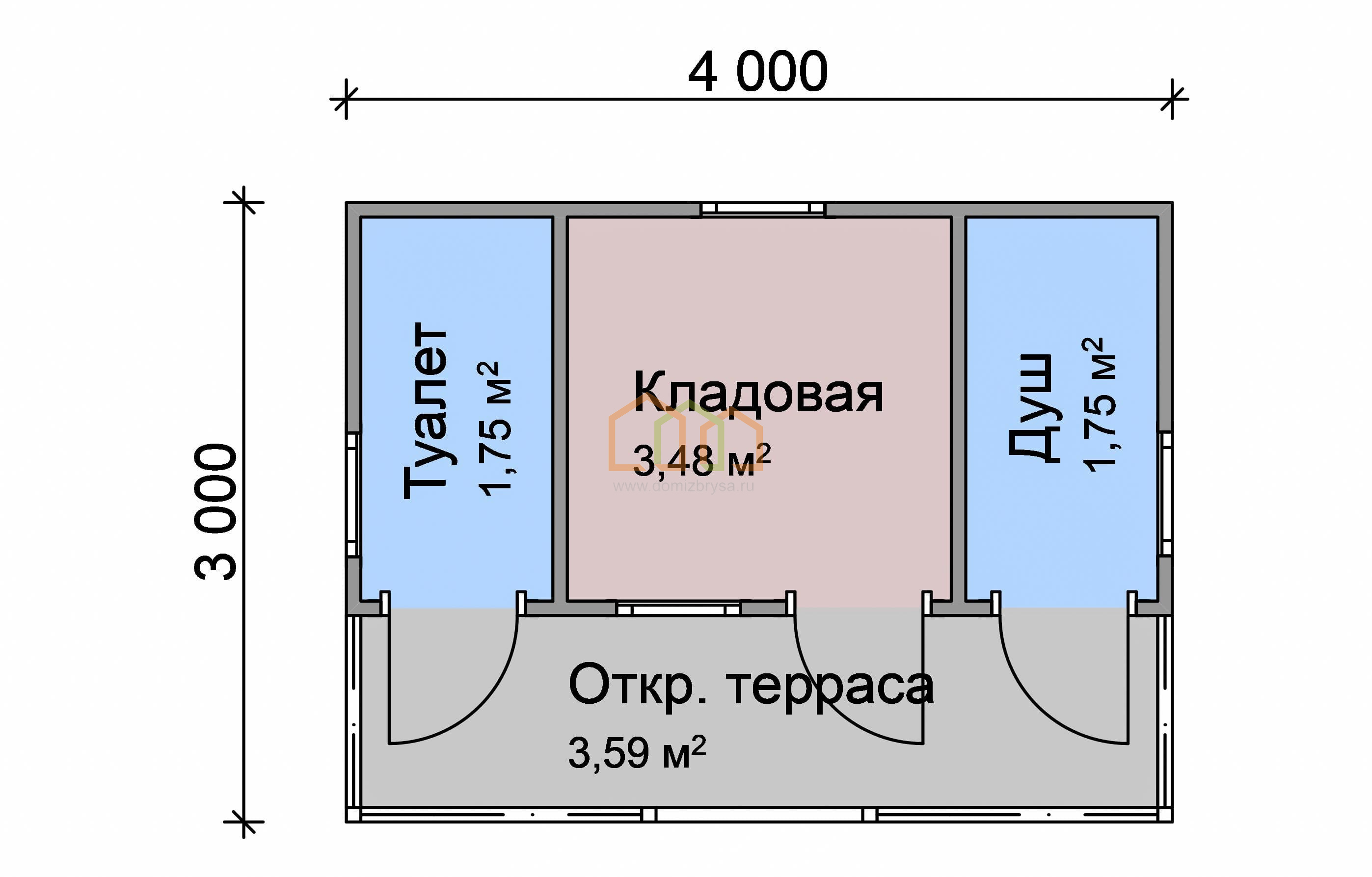 Хозблок с верандой эконом Веста-1 (ЭСБО) 3х4 Площадь: 12 м² с верандой без  оборудования со сборкой на участке с кладовкой под ключ в Москве