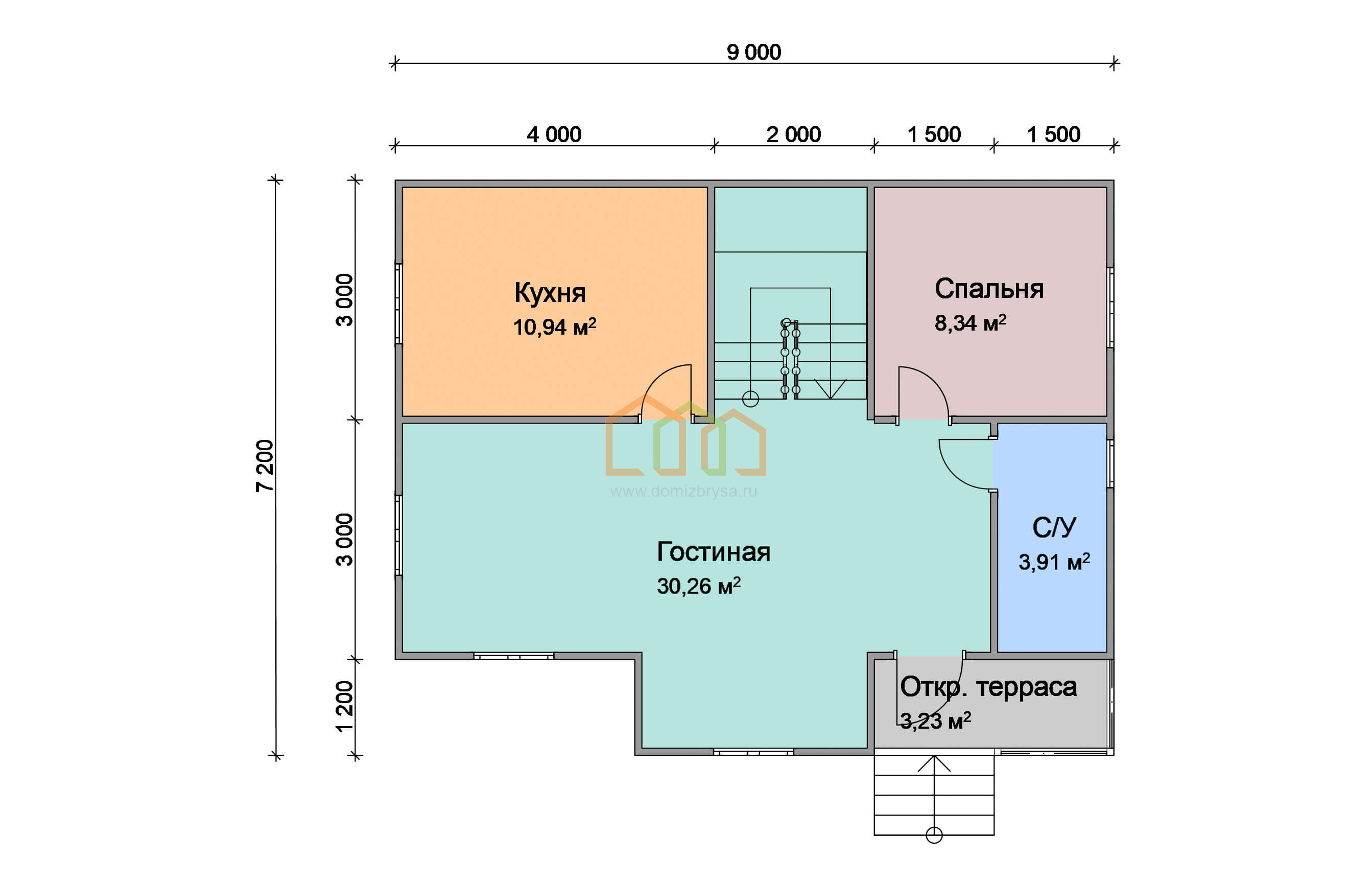 Каркасный дом 7х9 с мансардой - цена 2044000 руб под ключ в Москве.  Площадь: 107.7 м² с эркером