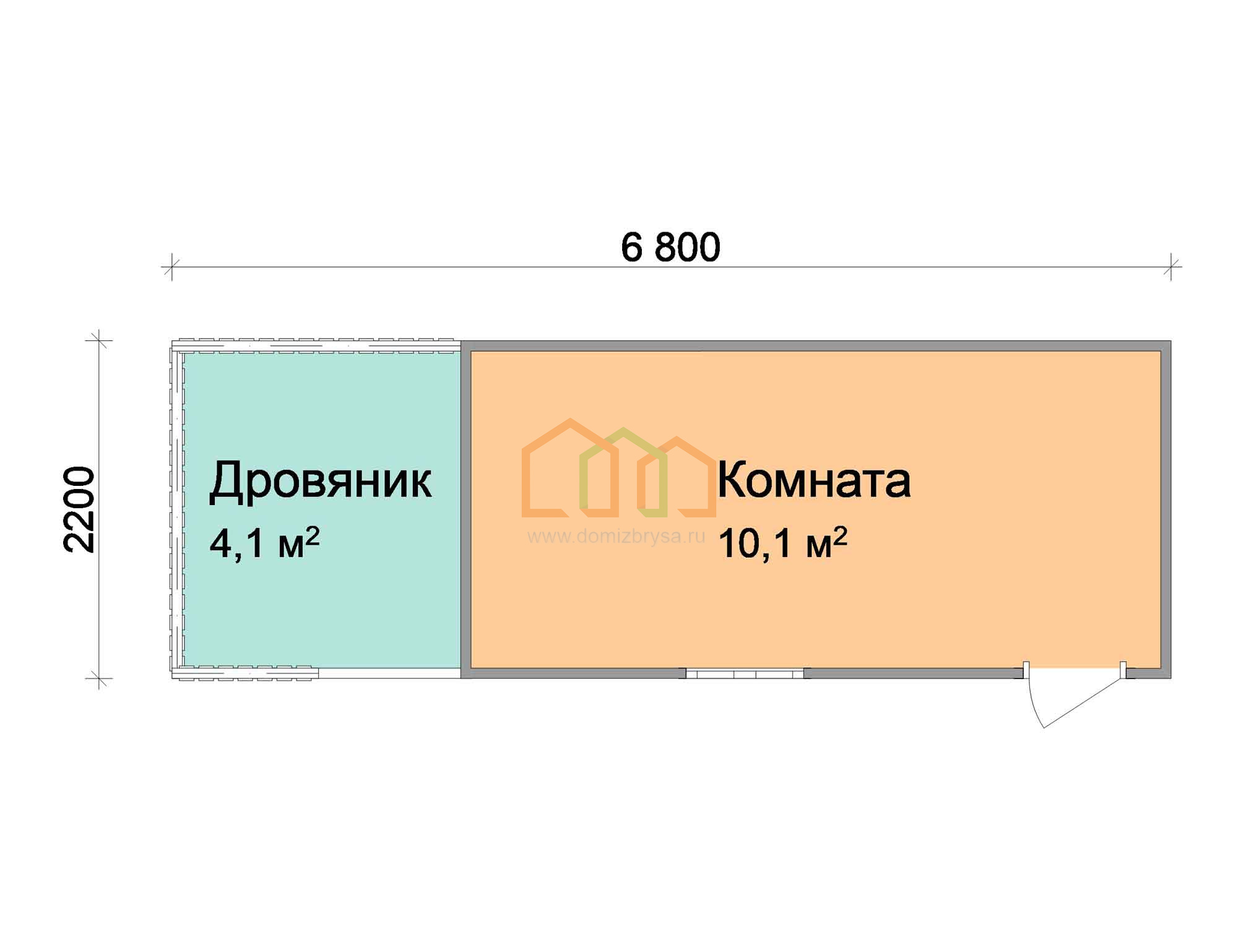 Дачная бытовка Тюльпан - 4 6.8x2.2 Площадь: 14.96 м² в готовом виде с  дровником под ключ в Москве и области