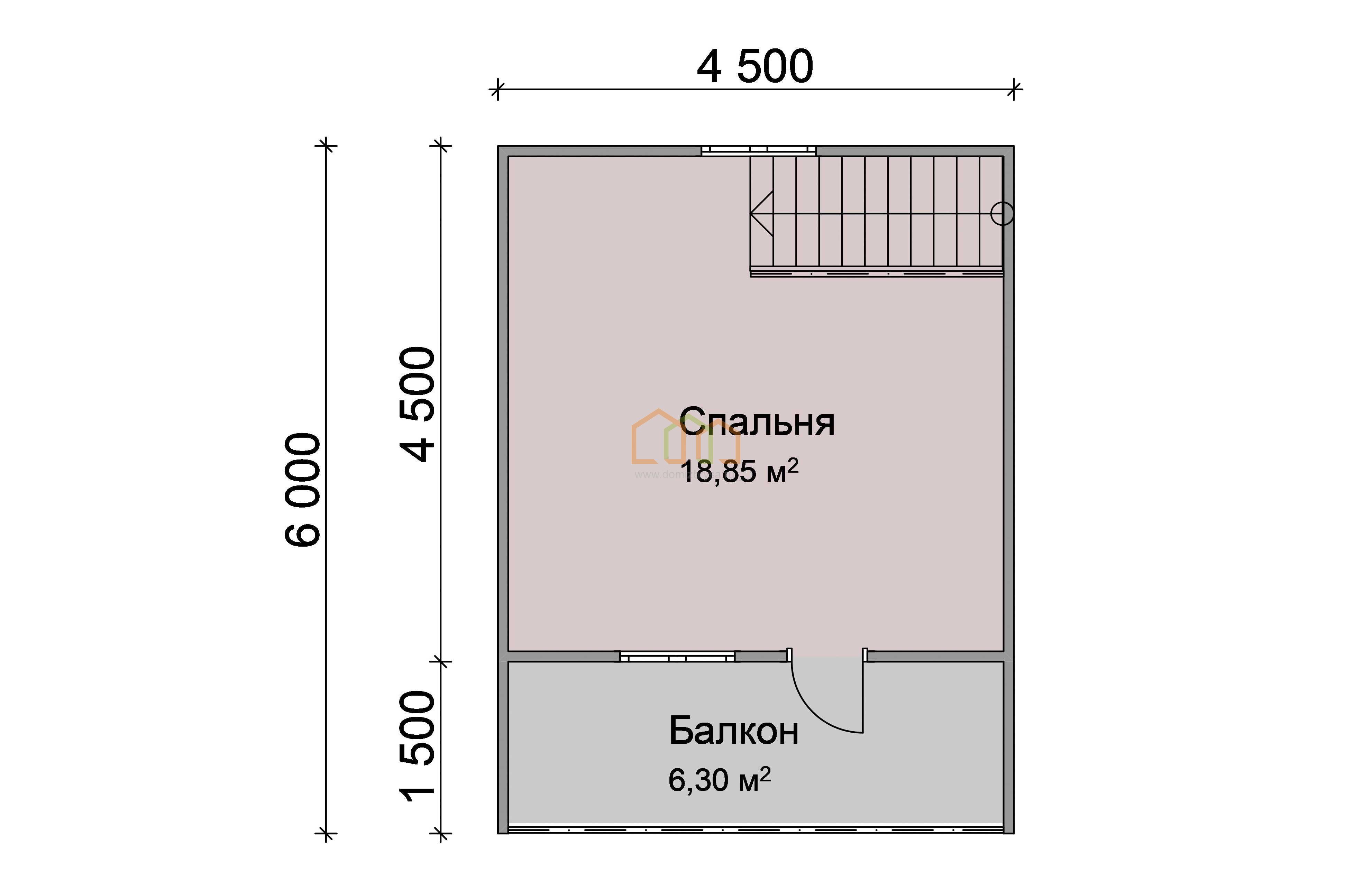 Каркасный дом 6х6 с мансардой - цена 1191500 руб под ключ в Москве.  Площадь: 63 м² с балконом