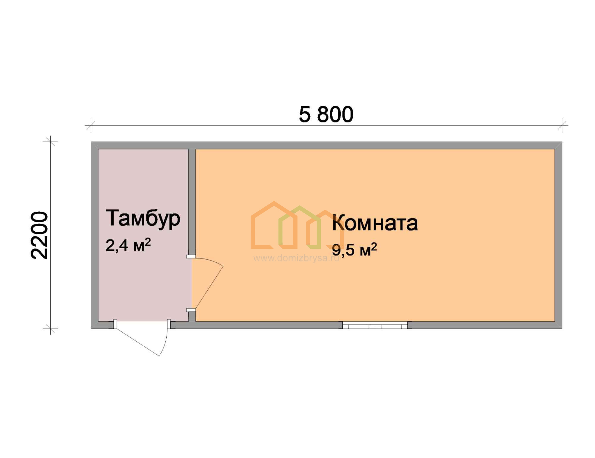 Металлическая бытовка для дачи Гладиолус (С) 5.8x2.2 Площадь: 12.76 м² со  сборкой на участке под ключ в Москве и области