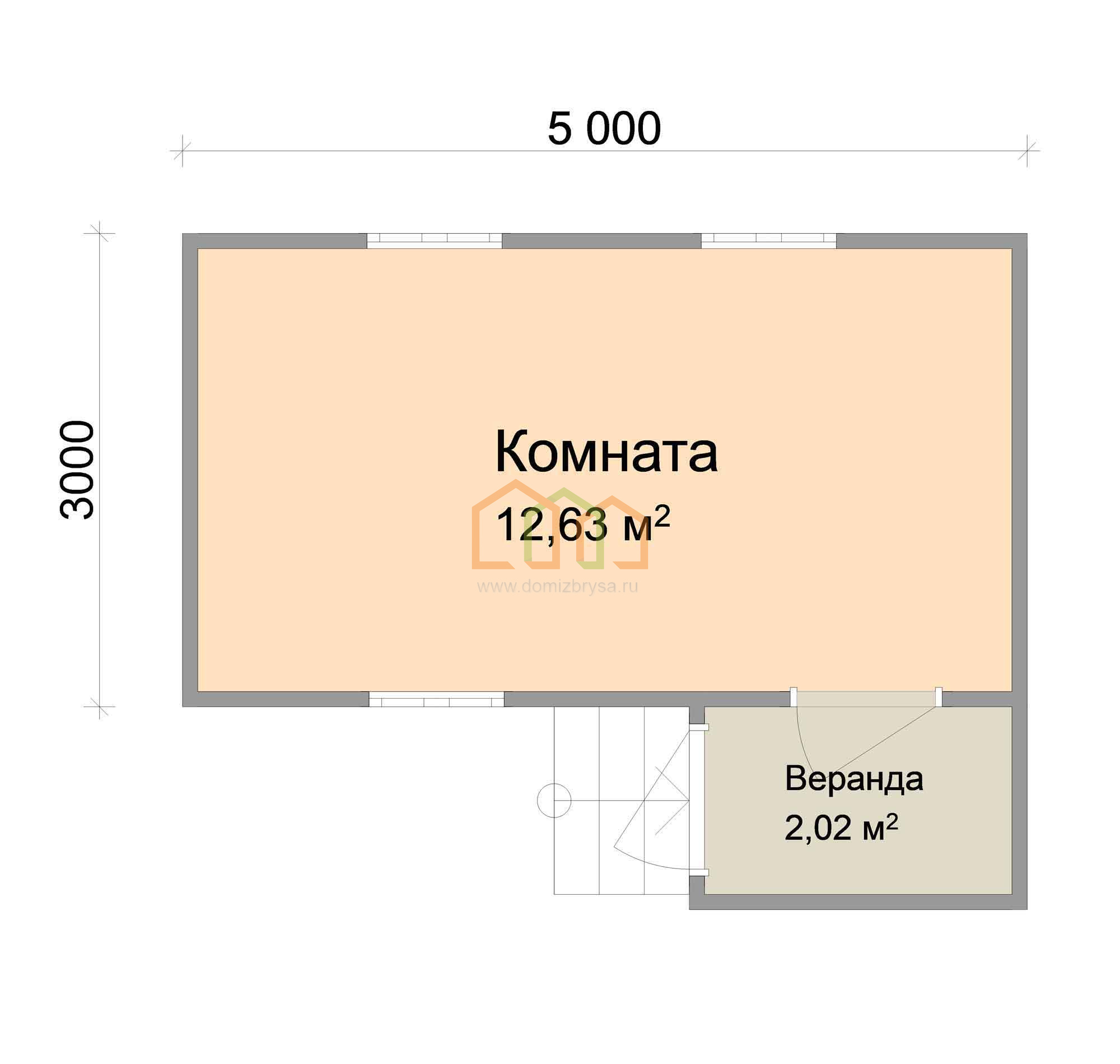 Брусовой садовый домик Каштан - 1 (Б) 3x5 Площадь: 17 м² под ключ в Москве