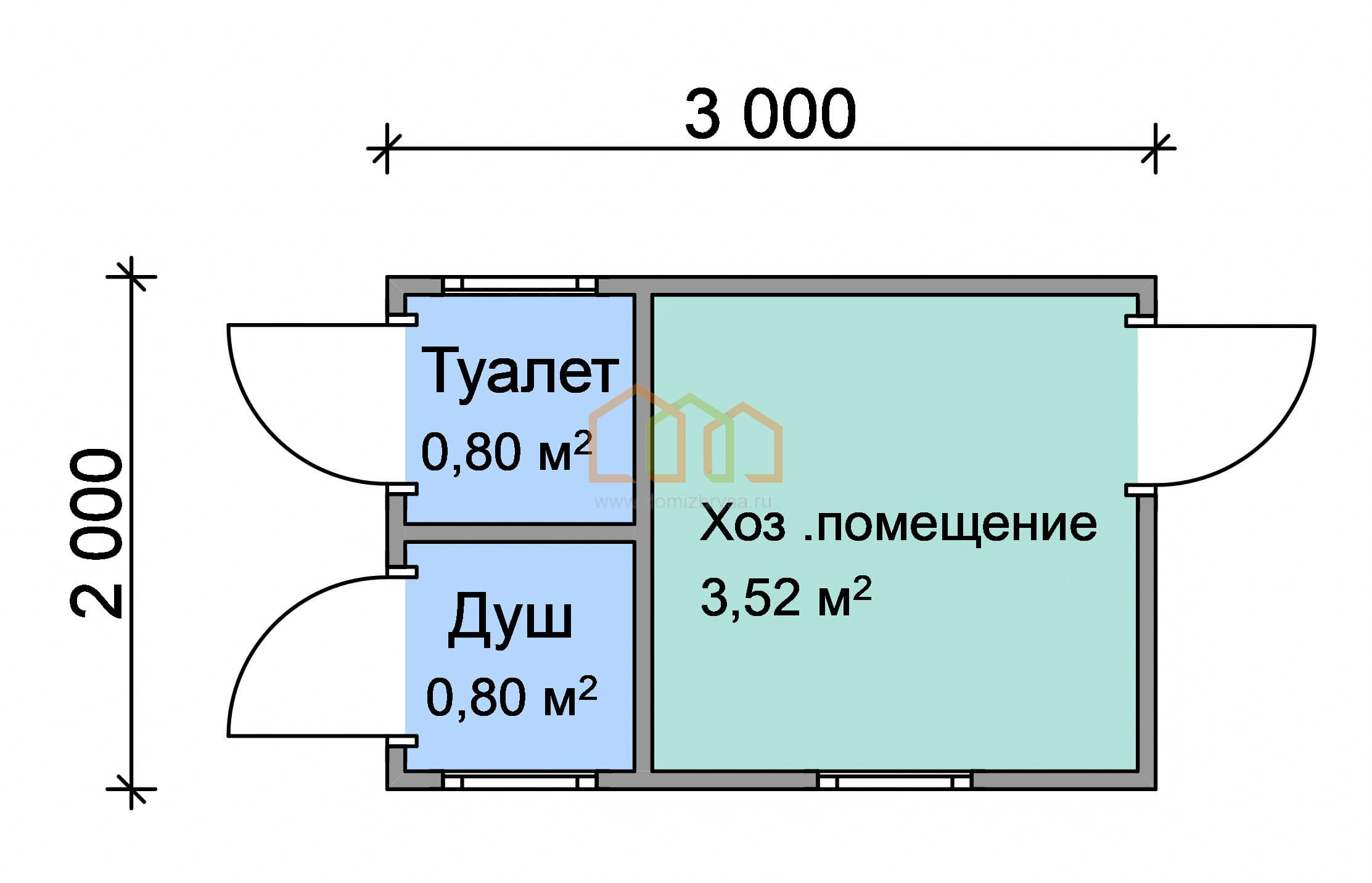 Угловой хозблок для дачи планировка