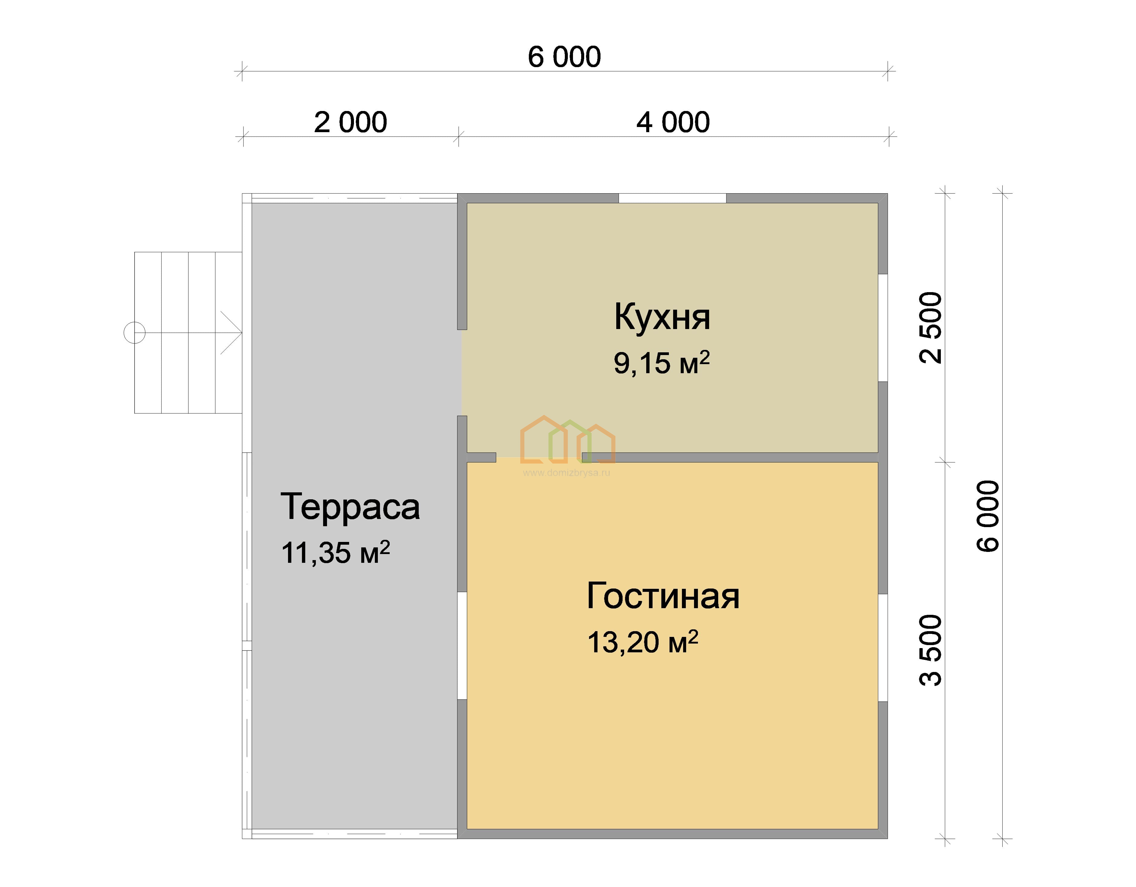 Каркасный дом без отделки 6х6 с мансардой - цена 499000 руб в Москве.  Площадь: 63 м² с террасой