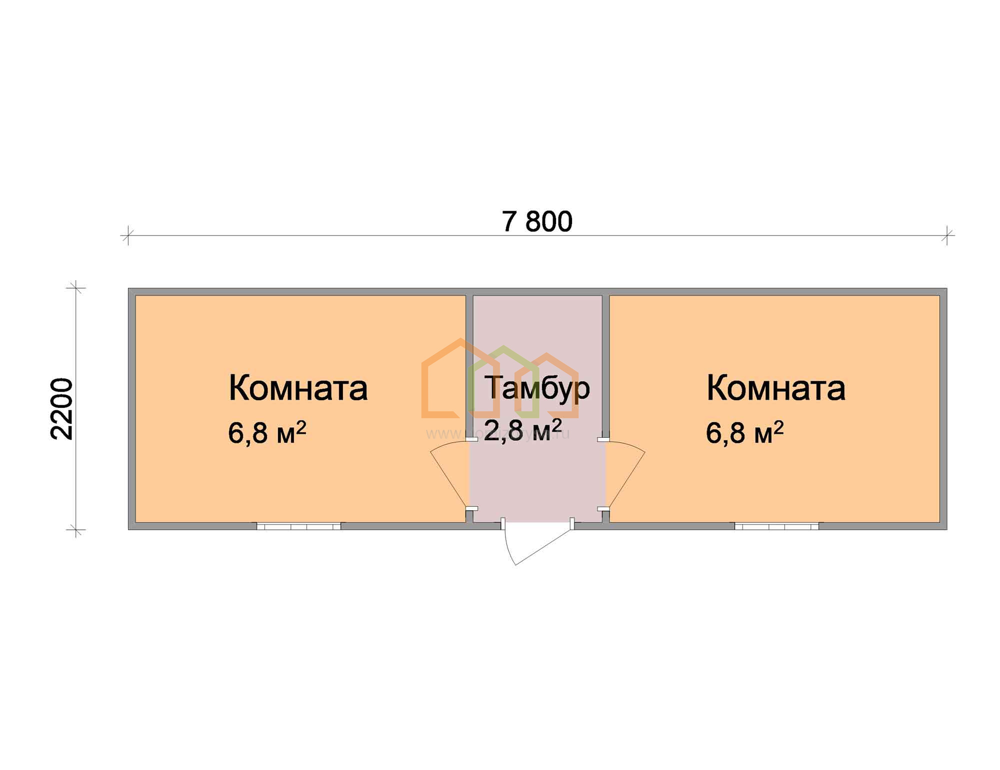 Дачная бытовка Крокус - 7 7.8x2.2 Площадь: 17.16 м² в готовом виде под ключ  в Москве и области