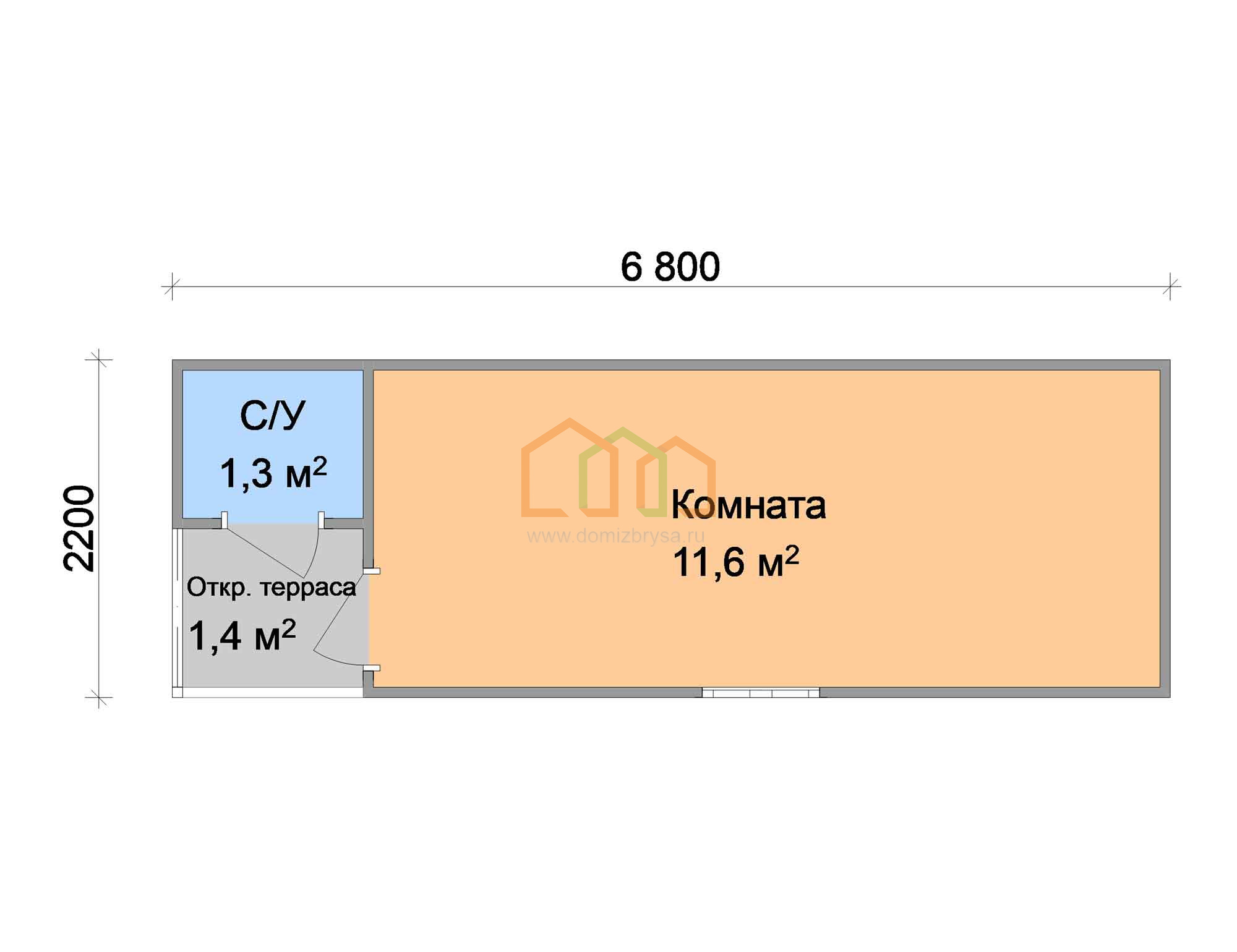 Дачная бытовка Тюльпан - 6 6.8x2.2 Площадь: 14.96 м² с крыльцом в готовом  виде с туалетом под ключ в Москве и области