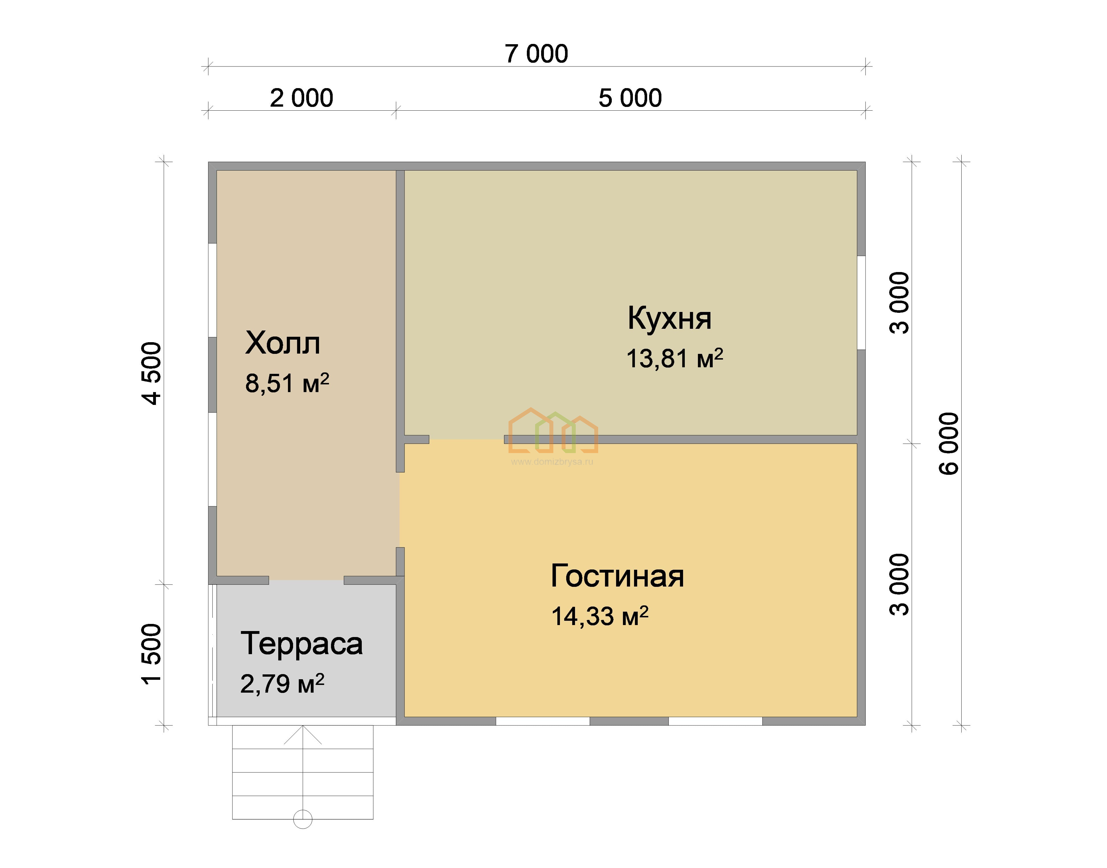 Каркасный дом без внутренней отделки 6х7 с мансардой - цена 919500 руб в  Москве. Площадь: 80 м² с балконом