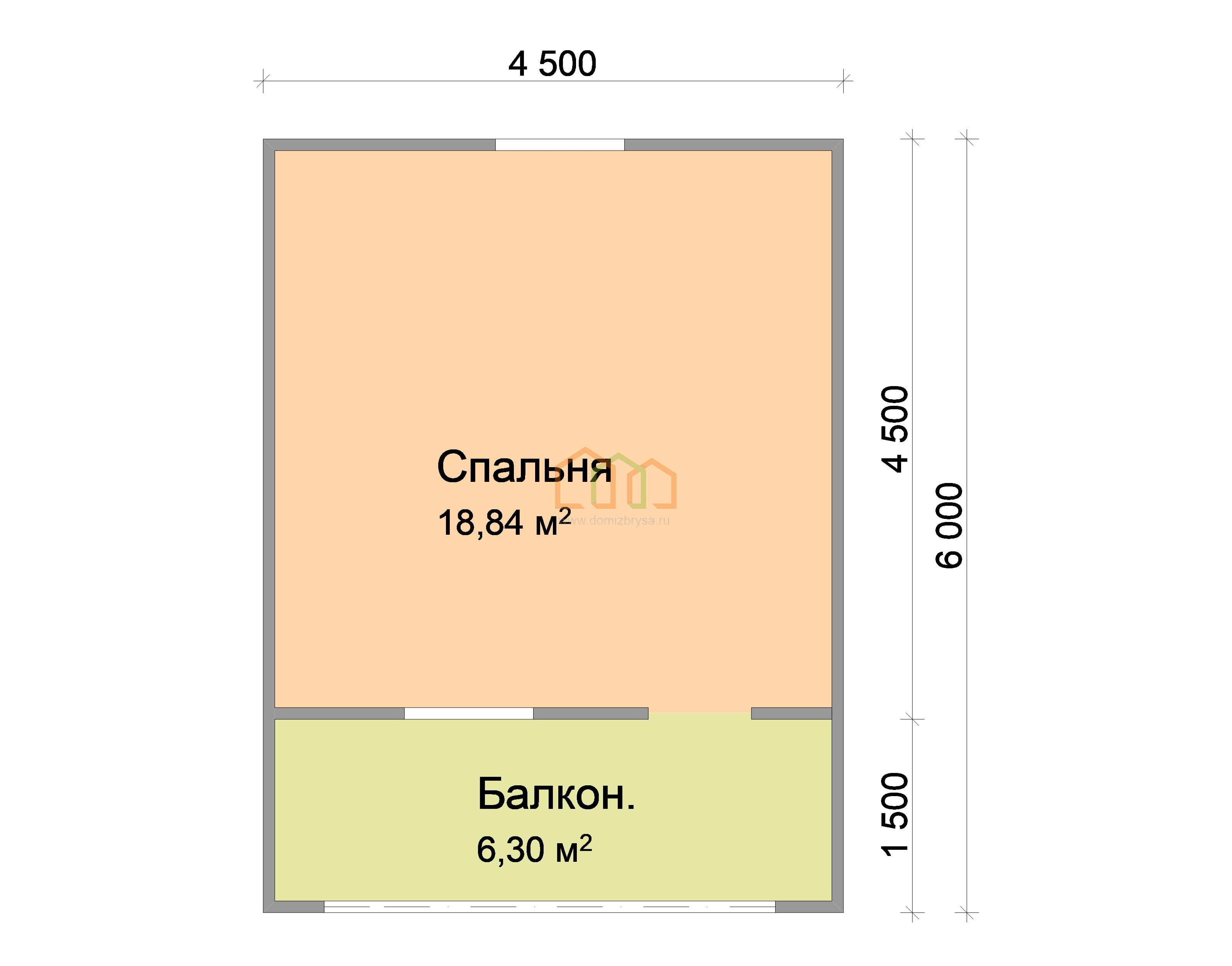 Каркасный дом без отделки 6х6 с мансардой - цена 526500 руб в Москве.  Площадь: 63 м² с балконом