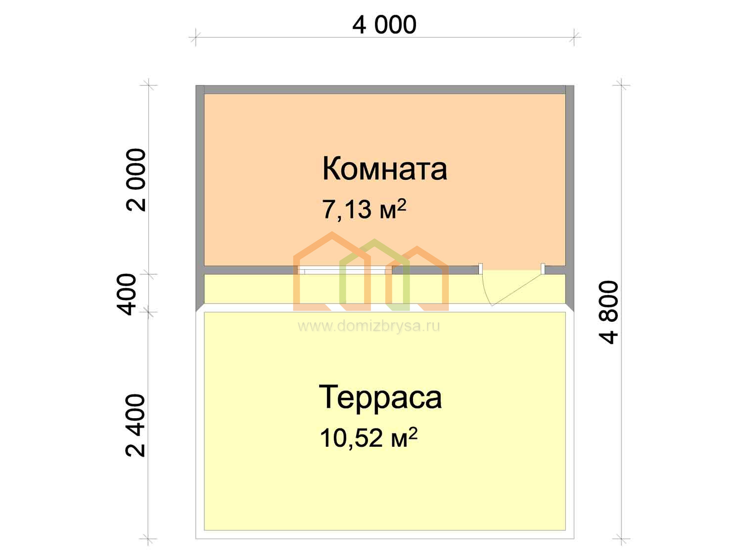 Бытовка для дачи в стиле хай-тек 4,8х4 с верандой 4,8х4 Площадь: 19.2 м² с  верандой под ключ в Москве и области