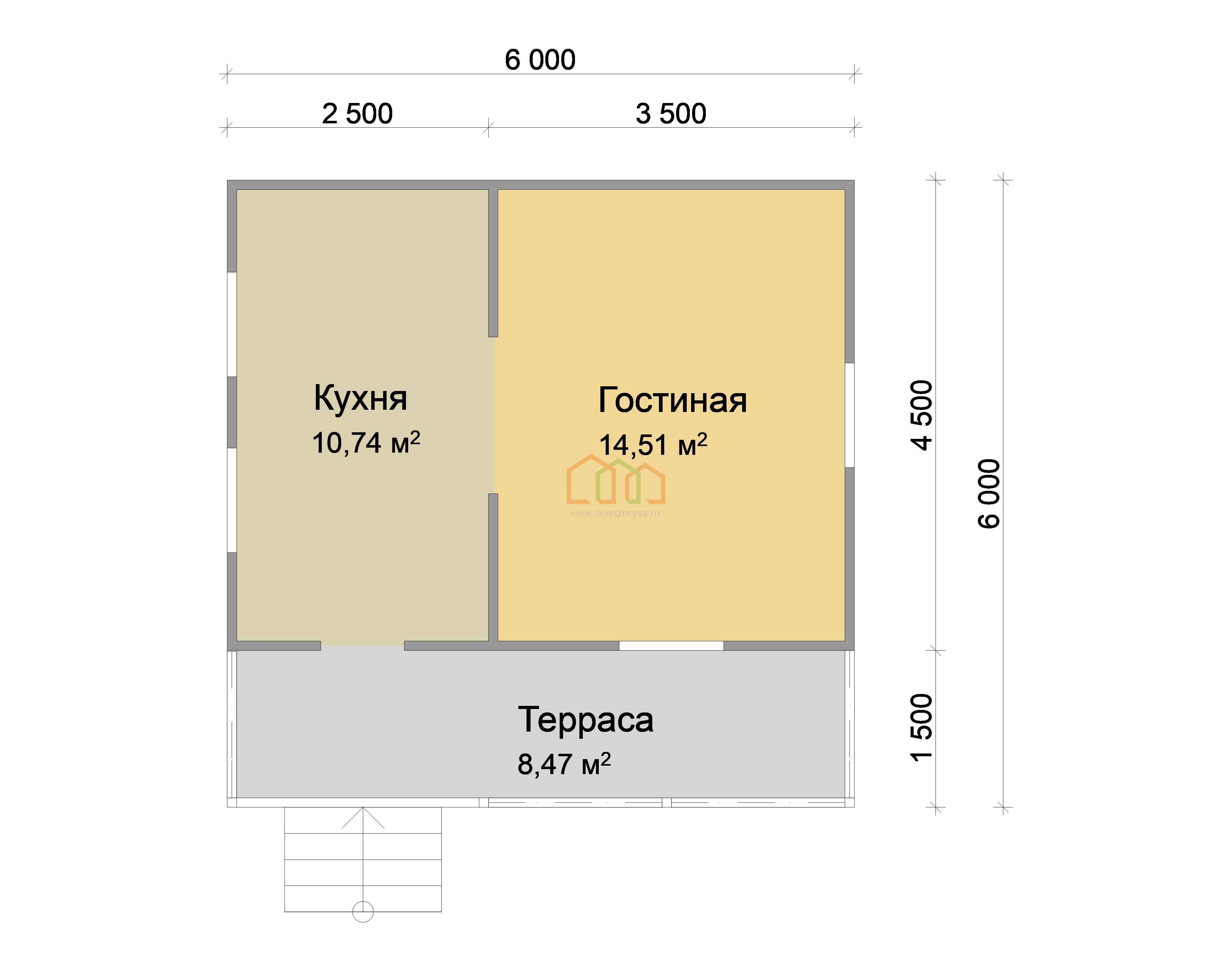 Каркасный дом без отделки 6х6 с мансардой - цена 526500 руб в Москве.  Площадь: 63 м² с балконом